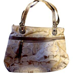 Coach Poppy Signature Gold Tan Tote bag shoulder bag Vintage